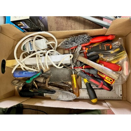 119 - BOX OF GARAGE ITEMS INCL TOOLS