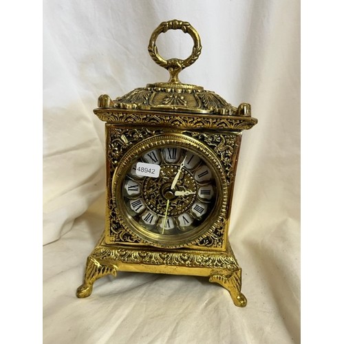 255 - SOLID BRASS MANTLE CLOCK