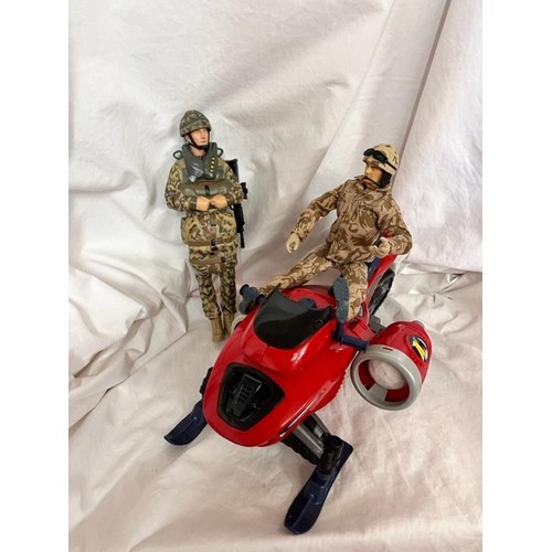 75 - 2 ACTIONMAN FIGURES & A SNOWMOBILE