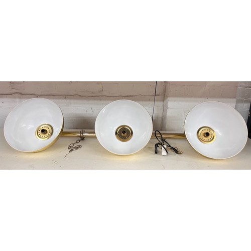 84 - BRASS TRIPLE SNOOKER/POOL TABLE OR PUB PENDANT LIGHT FITTING(RESERVED AT £20)