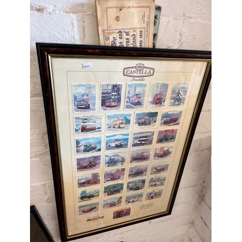 12 - FRAMED CASTELLA CIGARS MOTORING HISTORY CARDS, JOHN PLAYERS KINGS & QUEENS CIGARETTE CARD ALBUM & BR... 