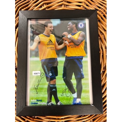 23 - FRAMED & SIGNED PHOTOGRAPH OF CHELSEA FC JOHN TERRY & DIDIER DROGBA