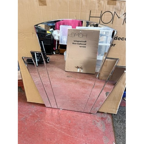 55 - BOXED HOME OLIVIA ART DECO WALL MIRROR (SMALL CHIP-NEW)