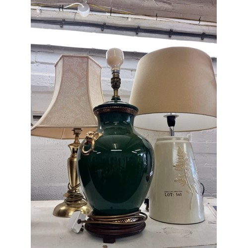 65 - 3 TABLE LAMPS WITH SHADES