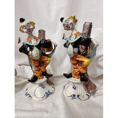 287 - PAIR OF ITALIAN POTTERY 'DRUNK CLOWN' AMARETTO BOTTLES