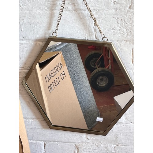 9 - GILT FRAMED HEXAGONAL WALL MIRROR(NEW)