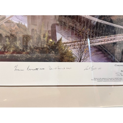 27 - FRAMED STEPHEN BROWN 'CONCORDE - THE HOME COMING(NOV 26, 2003)' PRINT SIGNED BY THE FLIGHT CREW WITH... 