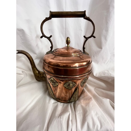 199 - LARGE BRASS & COPPER KETTLE