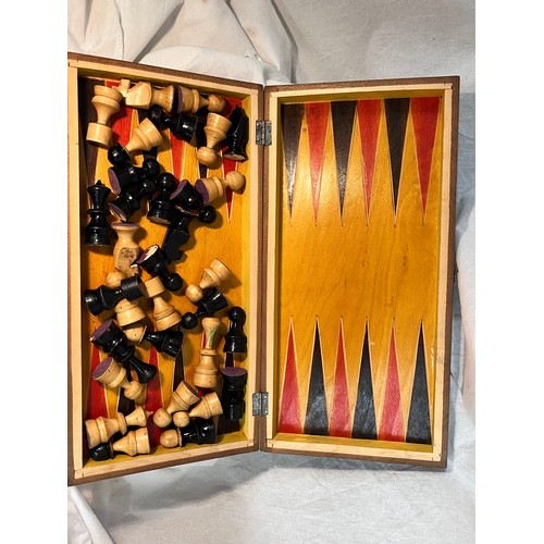 304 - WOODEN CASED CHESS SET