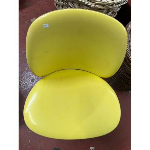 38 - ORIGINAL RETRO YELLOW SEATED & BACK OCCASIONAL CHAIR