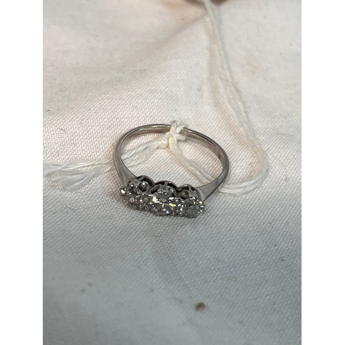 186 - SILVER STONE SET TRILOGY RING(SZ K)