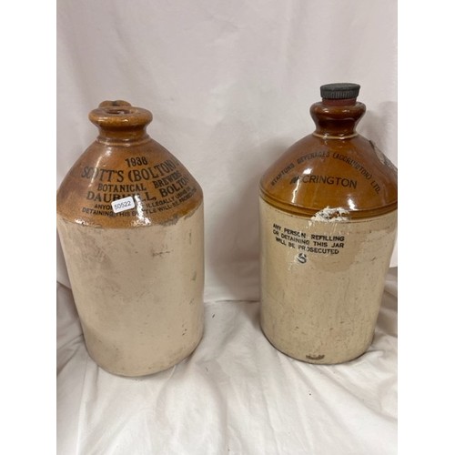 221 - 1936 SCOTTS OF BOLTON & STAUNTON'S OF ACCRINGTON STONE WARE FLAGONS