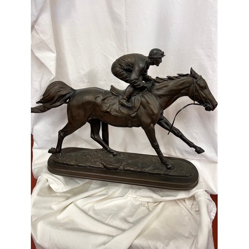 227 - LARGE RESIN HORSE & JOCKEY