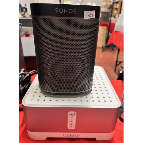 297 - BLACK SONOS PLAY 1 & LARGE BRIDGE(A/F)