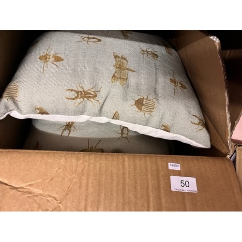 50 - 8 POLYESTER FIBER FILLED 'INSECT' PATTERN CUSHIONS(NEW)