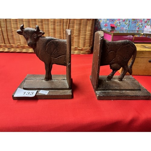 133 - CAST IRON 'COW' BOOKENDS