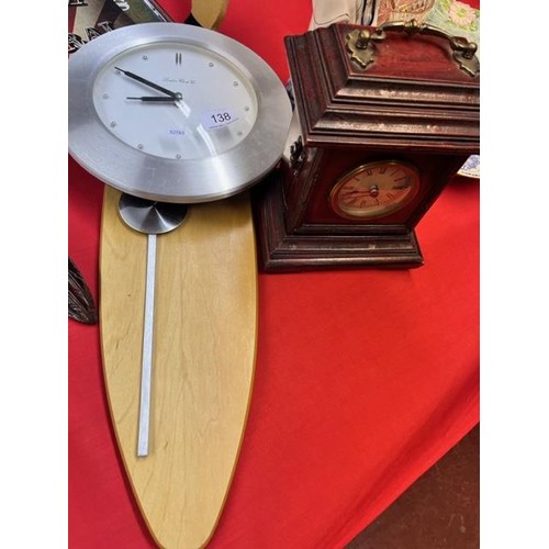 138 - PENDELUM WALL CLOCK & A MANTLE CLOCK(GWO)