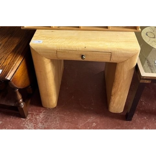 14A - LIGHT 'CHUNKY-WOOD' SIDE TABLE WITH DRAWER
