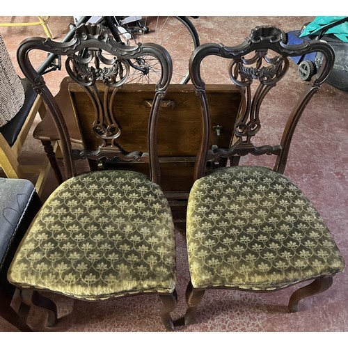 19 - PAIR OF MAHOGANY VICTORIAN CARVED HALL CHAIRS