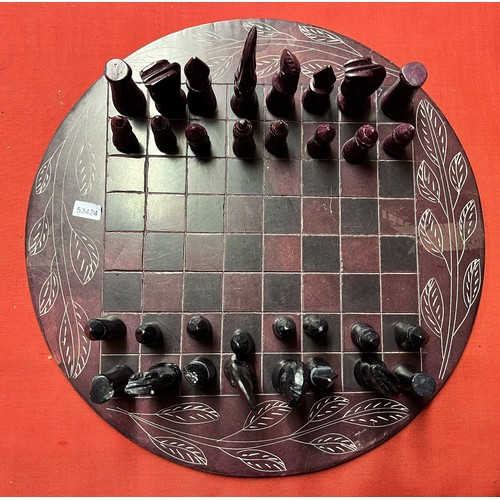 152 - MARBLE CHESS BOARD & PIECES