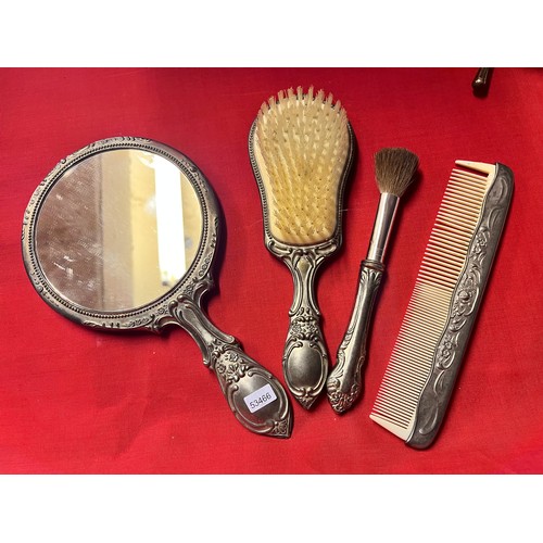 162 - SILVER PLATED DRESSER BRUSHES, COMB & MIRROR SET