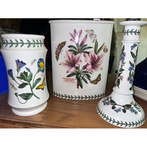 197 - 2 PORTMEIRION 'BOTANIC GARDENS' VASES & A CANDLESTAND