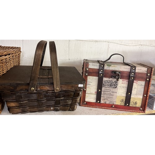 36 - WICKER LIDDED BASKET & A STORAGE BOX