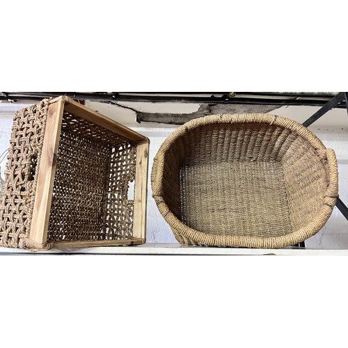 50 - WICKER LOG BASKET & AN OPEN WEAVE BASKET