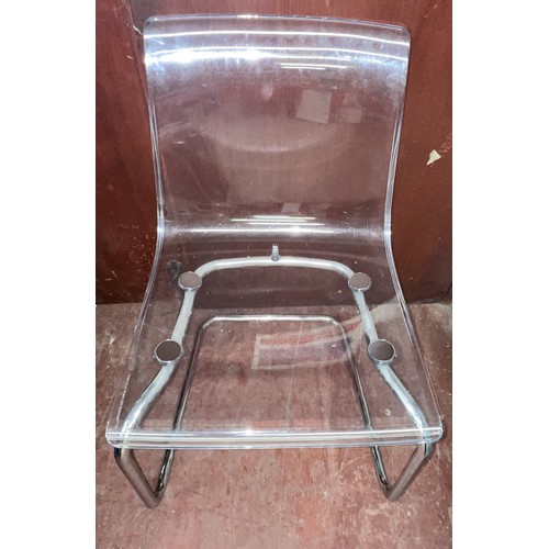 9 - PLASTIC 'GHOST' STYLE CHAIR ON CHROME LEGS