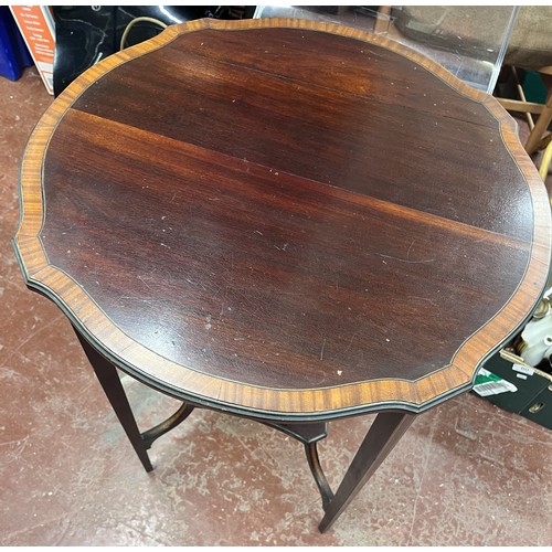 12 - OAK LIFT TOP STOOL & AN EDWARDIAN WINDOW TABLE