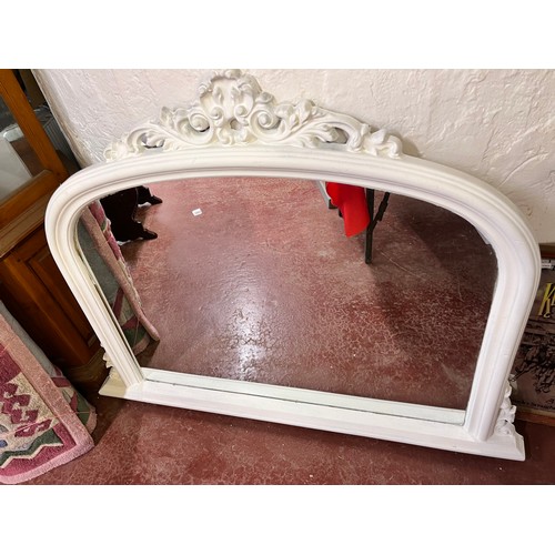 14 - LARGE WOODEN PAINTED OVERMANTLE MIRROR