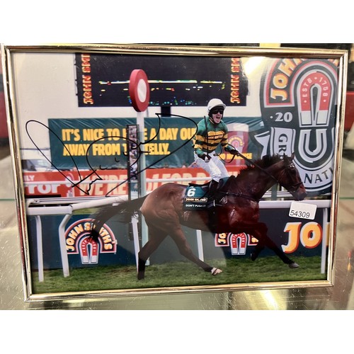 19 - FRAMED 'SIR A.P. McCOY ON DON'T PUSH IT WINNING THE 2014 GRAND NATIONAL SIGNED PHOTOGRAPH PRINT