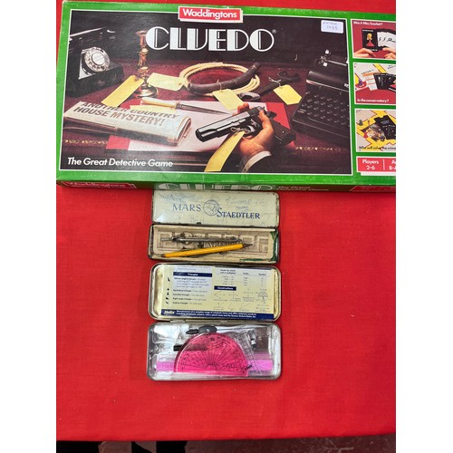 77 - BOXED CLUEDO BOARD GAMES & 2 GEOMETRY SETS