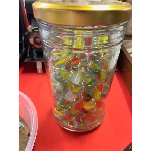 216 - JAR OF MARBLES