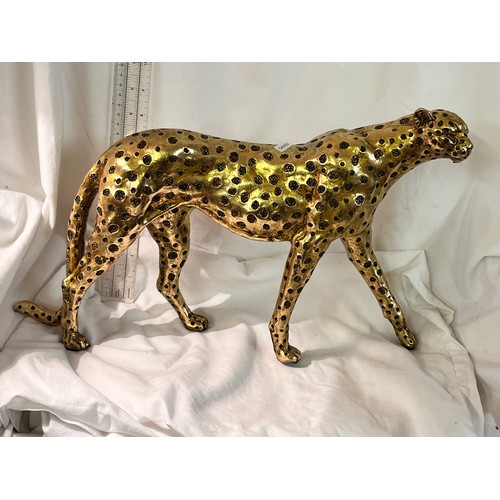 182 - TALL RESIN GILDED LEOPARD FIGURE