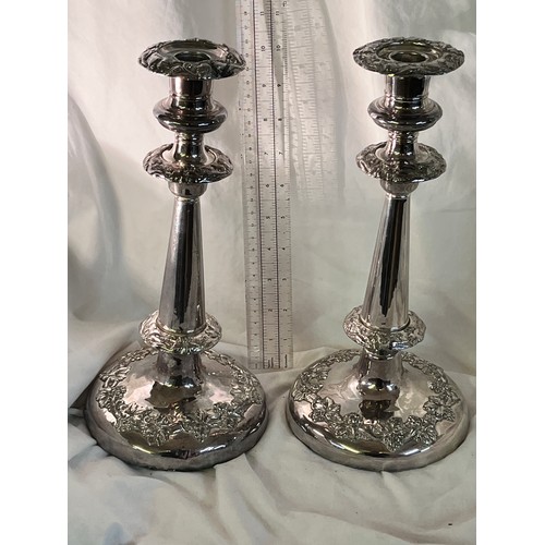 185 - PAIR OF CHROME CANDLE STANDS