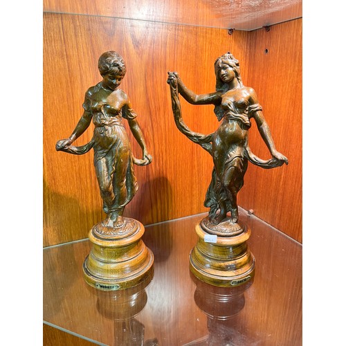 187 - 2 ANTIQUE BRONZE FIGURINES GAITE & MODISTIE(RESERVED £150)