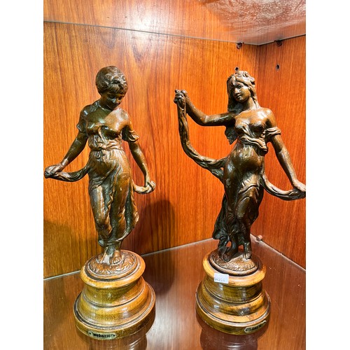 187 - 2 ANTIQUE BRONZE FIGURINES GAITE & MODISTIE(RESERVED £150)