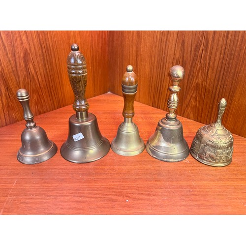 217 - 5 BRASS HAND BELLS