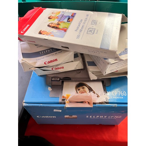 246 - BOXED CANON SELPHY CP760 PHOTOPRINTER (A/F) & 5 BOXED POSTCARD SIZE-KP-S61P- PAPER SET