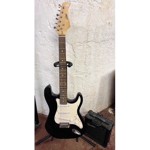 271 - CB SKY ELECTRIC GUITAR WITH ROCKBURN AMP & STAND