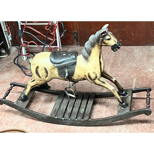 24 - ANTIQUE CARVED HAND PAINTED ROCKING HORSE(RESERVED £80)