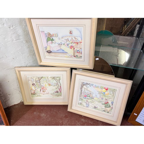 38 - 3 FRAMED SUNNY WOOD TALES PICTURES SIGNED E.E.BOTTOM & 2 OTHERS