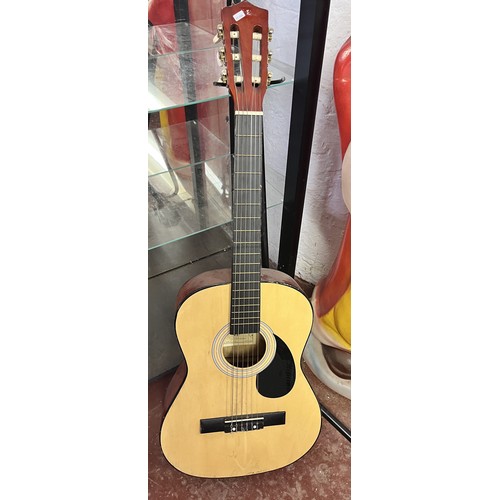 44 - BURSWOOD ACOUSTIC GUITAR WITH STAND