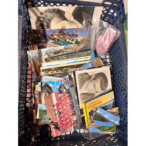 65 - BASKET OF POSTCARDS & BUS TICKETS