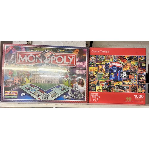 78 - BOXED WIGAN EDITION MONOPOLY & CLASSIC THRILLERS JIGSAW