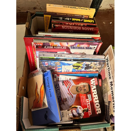 112 - BOX OF RUGBY BOOKS, MAGAZINES & WIGAN WARRIORS PROGRAMS