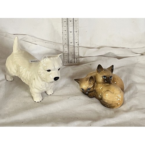 119 - BESWICK SCOTTIE DOG & KITTENS FIGURES