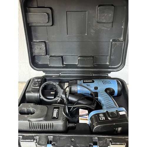 31 - CASED ERBAUER 12V DRILL, 2 BATTERIES & CHARGER