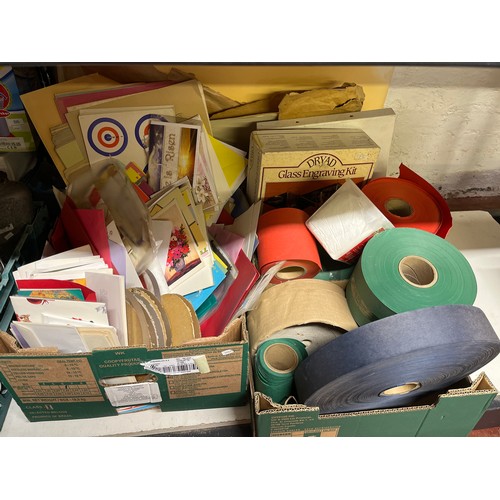 61 - 2 BOXES OF CRAFT ITEMS INCL LARGE ROLLS OF PAPER